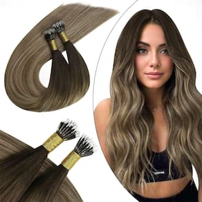 Extensões de cabelo Ugeat Balayage Nano Bead 18" 50g Castanho escuro