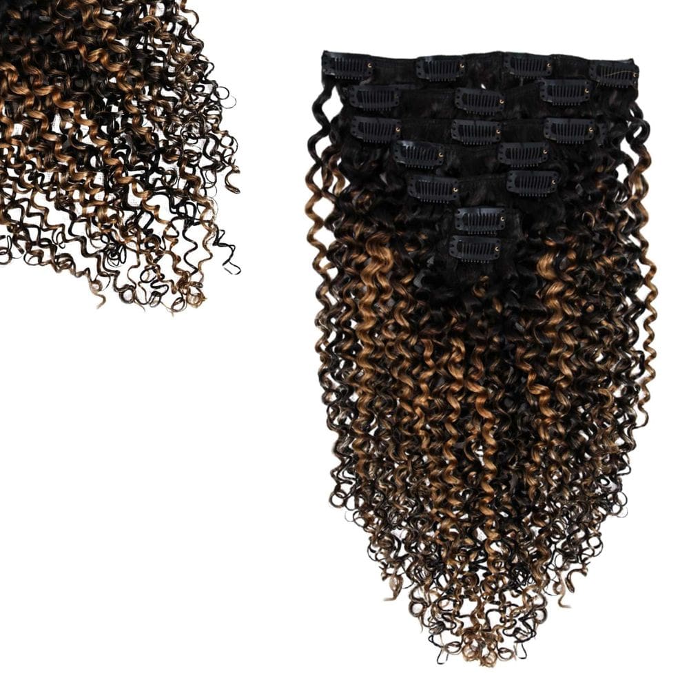 Extensão de cabelo Clip In SIYUSI Curly 3C 4A Kinky Curly 7 unidades