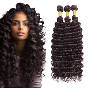 Pacotes de cabelo MAMART Deep Wave 14 polegadas marrom escuro x4