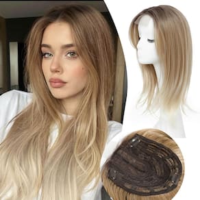 Topper de cabelo Ms Taj 18 polegadas sintético, 3 tons, loiro, feminino