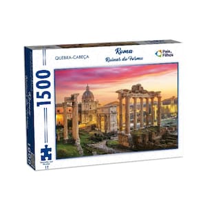 Quebra Cabeça 1500 Peças Paisagem Itália Roma Ruinas do Fórum +10 Anos Pais e Filhos