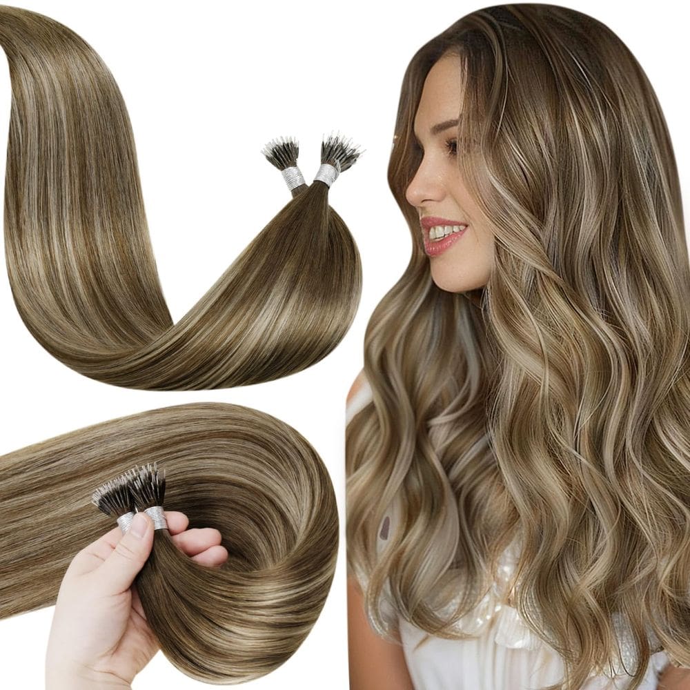 Extensões de cabelo Nano Ring LaAvoo Brown Balayage 14&quot; 50g