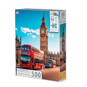Quebra Cabeça 500 Peças Paisagem Big Bus Londres Infantil +7 Anos Pais e Filhos