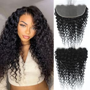Capa frontal de renda DEKCAIN Deep Wave HD 13x6 30-50cm Preto natural