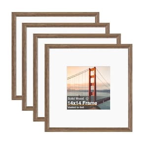 Porta-retratos KINLINK Brown Wood 14x14 para 8x8 com tapete, pacote com 4