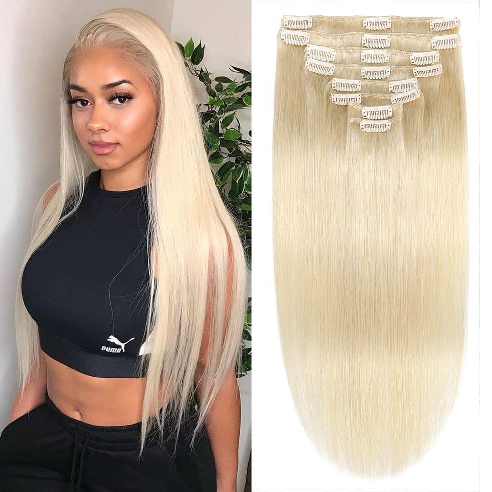 Extensões de cabelo FIPOHIRA Platinum Blonde 20 polegadas 80g