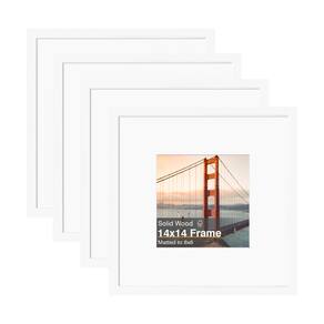 Porta-retratos KINLINK branco quadrado de madeira maciça 14x14 cm, pacote com 4