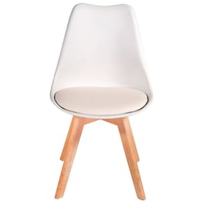 Cadeira Charles Eames Leda Luisa Saarinen Design Wood Estofada Base Madeira - Branca