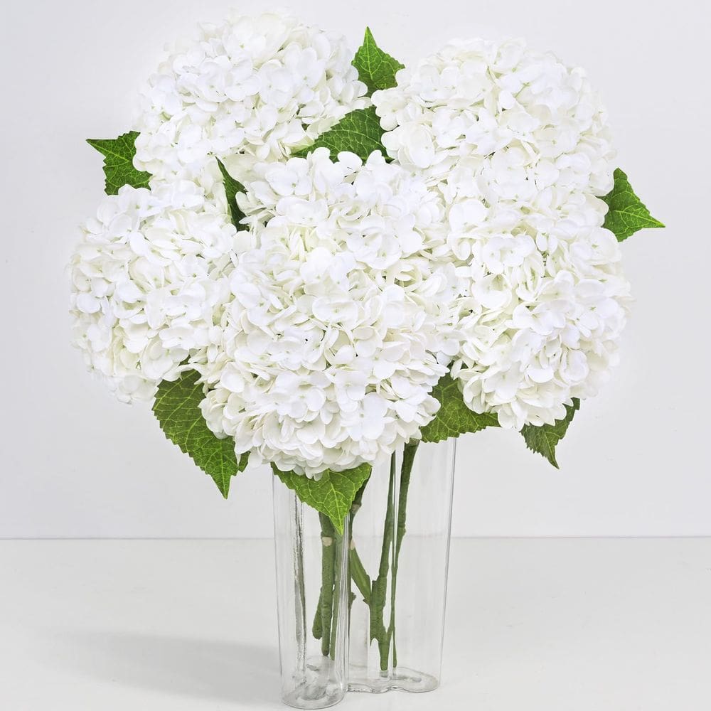Flores artificiais Yastouay Real Touch Hydrangea x6 brancas