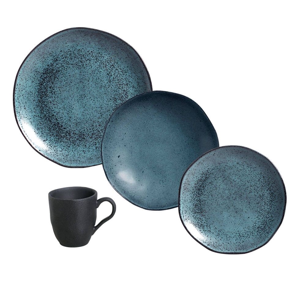 Aparelho de Jantar com 16 Peças Stoneware Orgânico Petroleum - Porto Brasil