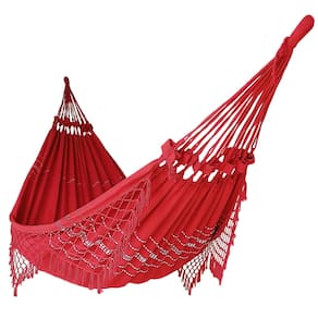 Rede de Dormir Casal Balanço de Algodão Reforçada 3,80m x 1,50m Vermelho