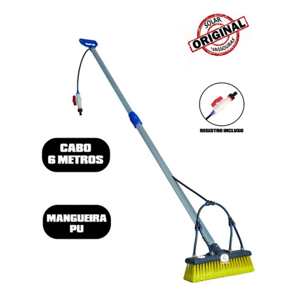 Vassoura Para Limpeza De Placas Solar 30cm Cabo 6m