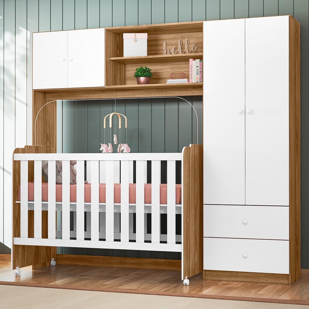 Conjugado Ternura + Berço Amore Nature Branco Peternella Móveis