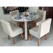 Sala de Jantar c/ Vidro 4 Cadeiras 1,10m - Nuvem - LJ Móveis
