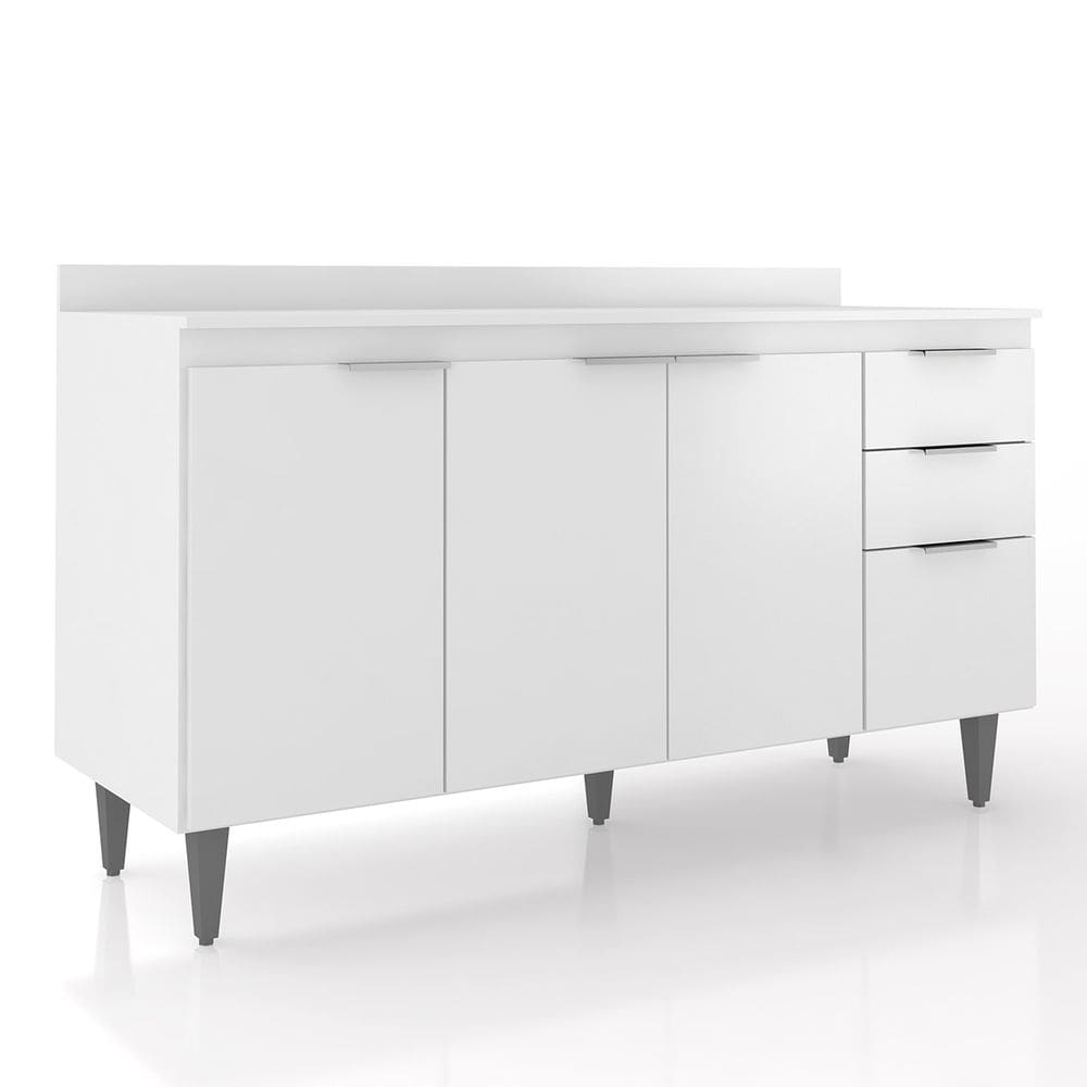 Balcão de Cozinha Com Tampo 150cm Pérola Branco Z34 - Mpozenato