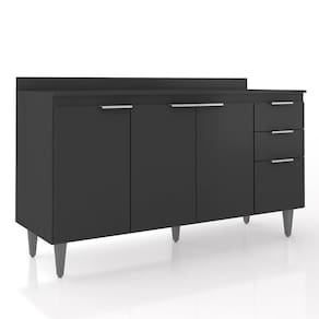 Balcão de Cozinha Com Tampo 150cm Pérola Preto Z34 - Mpozenato