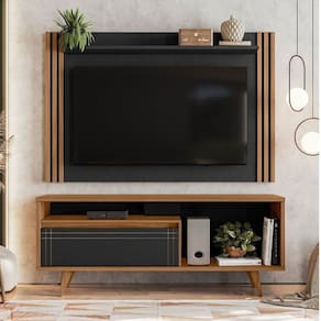 Rack com Painel para Tv até 65 Polegadas Ripado Freijo Trend/Preto TX