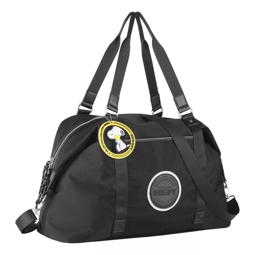 Bolsa Sacola Meia Viagem Snoopy Be Happy Feminina Preta
