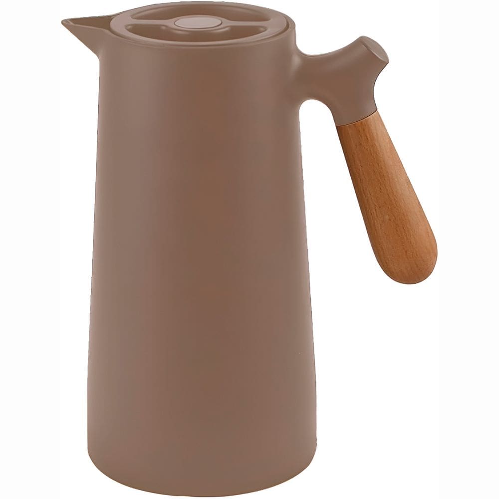 Garrafa Térmica Jarra Nórdica Inox Café Cabo Madeira Cor:Marrom