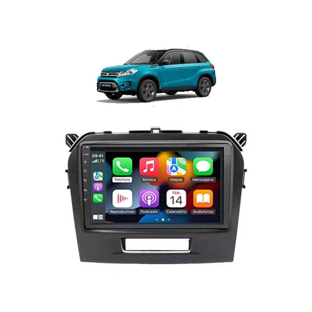 Kit Multimidia Grand Vitara 2016 / 2022 9 Pol Carplay AndroidAuto USB BT- Roadstar 908BR