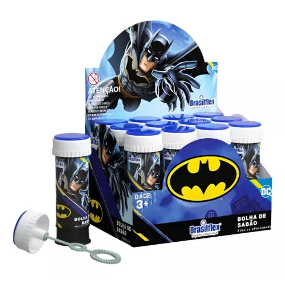 Kit Bolhas de Sabão 60ml Batman 12 Unidades Perfumada Lembrancinha Infantil Brasilflex