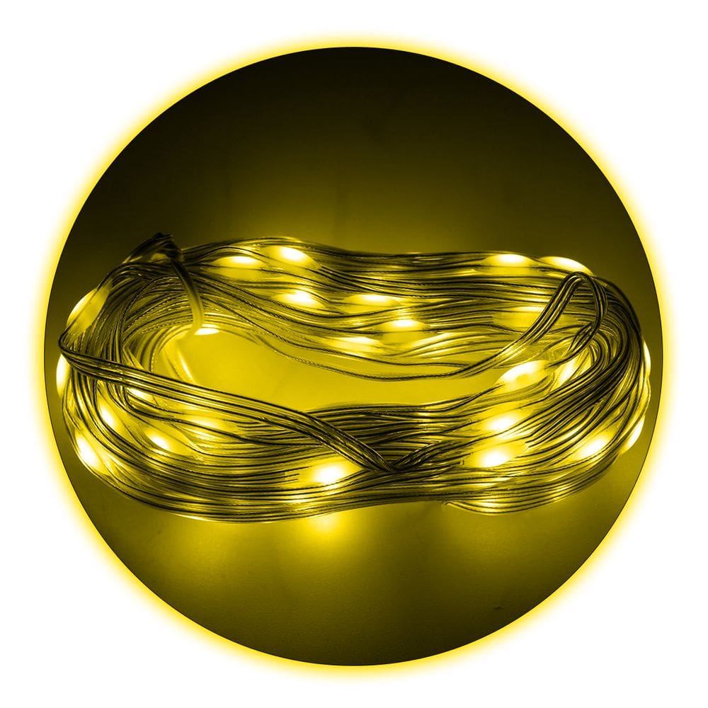 Led Pisca Linha Com 10 Metros Lampadas Tomada 8 Modos Natal Ano Novo Cor:Amarelo