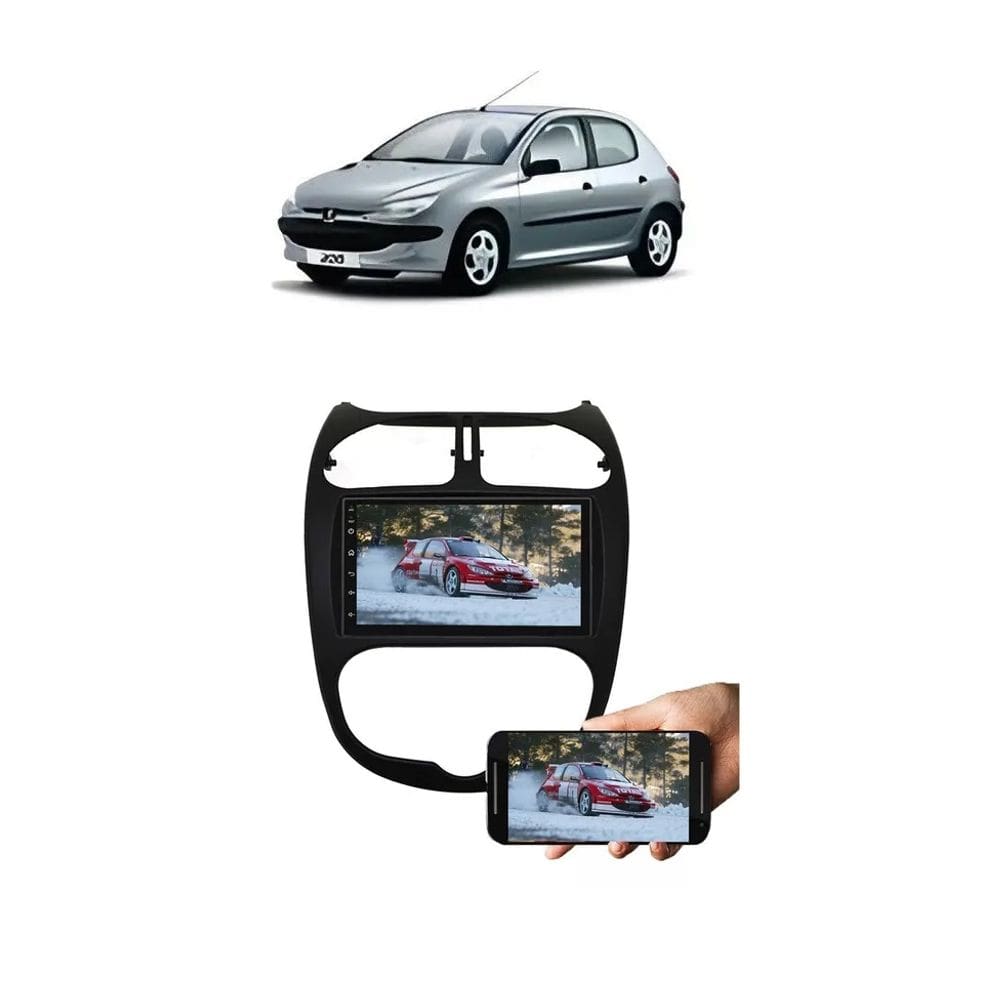 Kit Multimídia Peugeot 206 ano 2004 / 2008 7 Pol Mp5 Bt Usb Sd Espelhamento