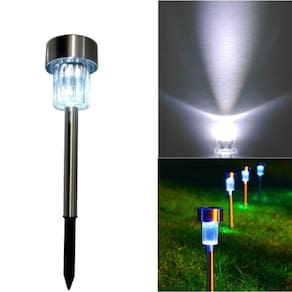 Luminaria De Jardim Solar Inox Com Led Automatica Balizadora Decorativa Recarregavel