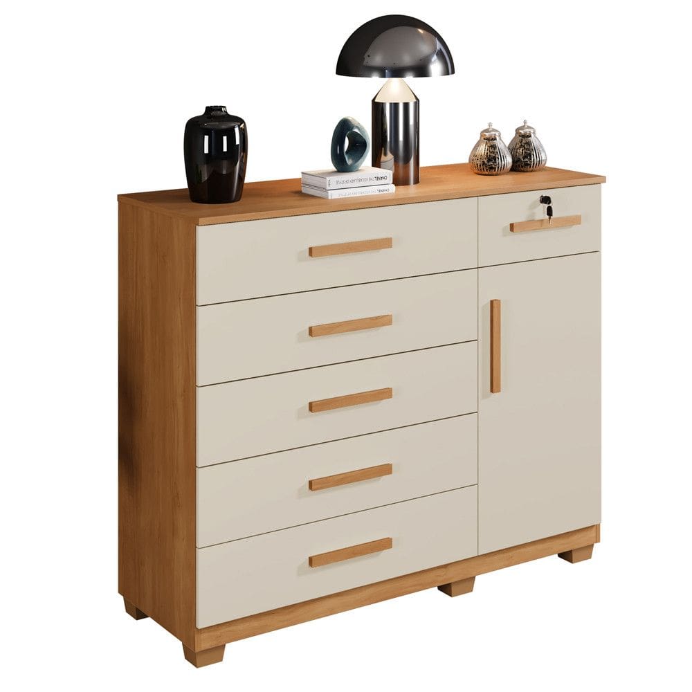 Cômoda Milão 6 Gavetas 1 Porta 1 Prateleira Com Sapateira - Benetil