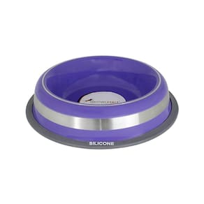 Comedouro Inox Prestige Roxo 210ml - Antiderrapante E Durável