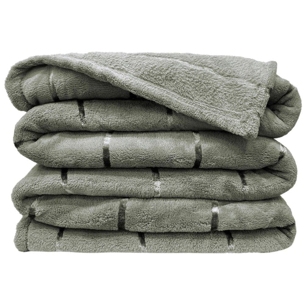Cobertor Casa Scarpa Veneza Queen Manta Ultrasoft Premium Listrada Extra Macia - Verde Alecrim