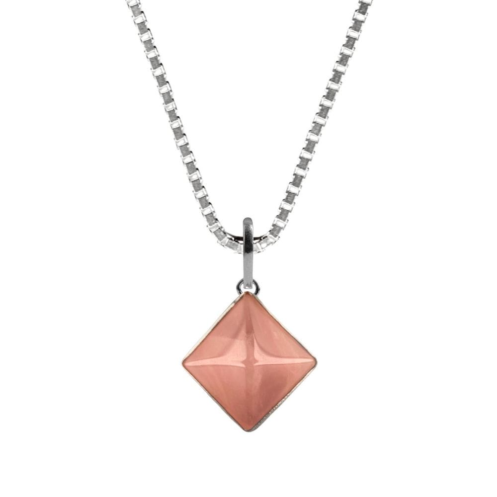 Colar Prata 925 Quartzo Rosa Pirâmide Natural E Verdadeiro