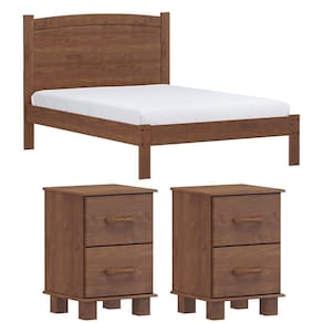 Cama Casal 02 Mesas de Cabeceira Madeira Maciça Imbuia Milani Store