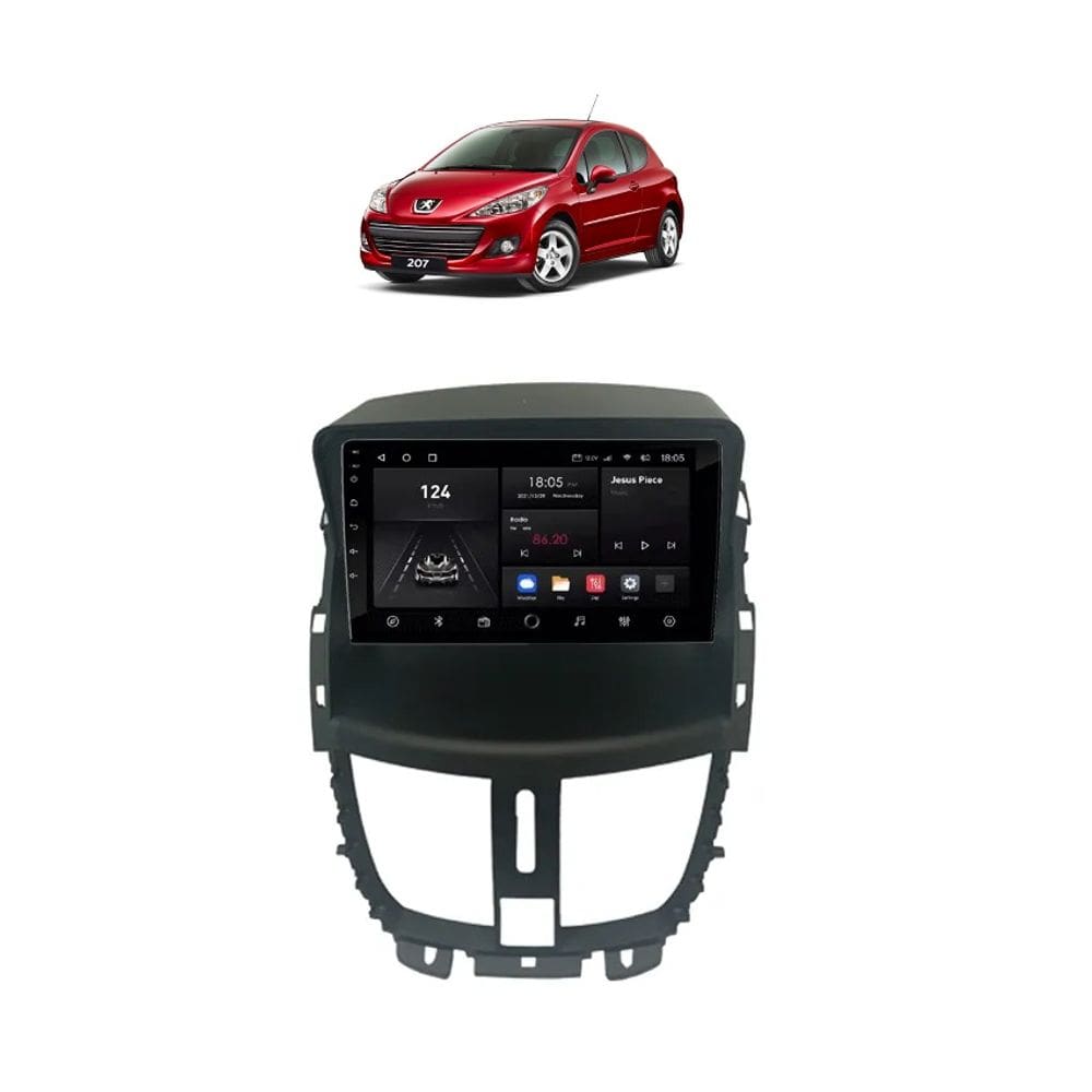 Kit Multimídia Peugeot 207 ano 2008 / 2014 Android 9 Pol 2/32Gb Carplay - Vision 8990CP