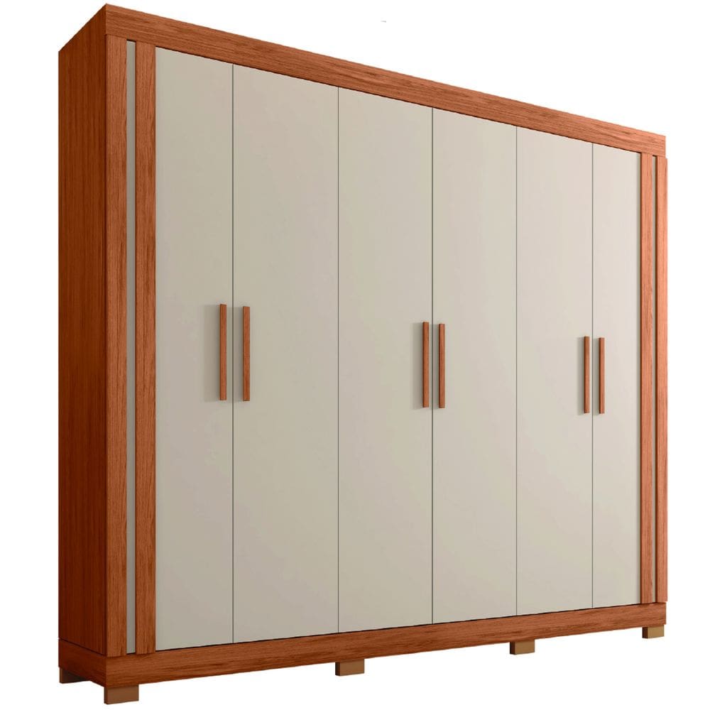Guarda Roupas Casal 6 Portas 2 Gavetas Qatar Madeirado / Off White Caemmun