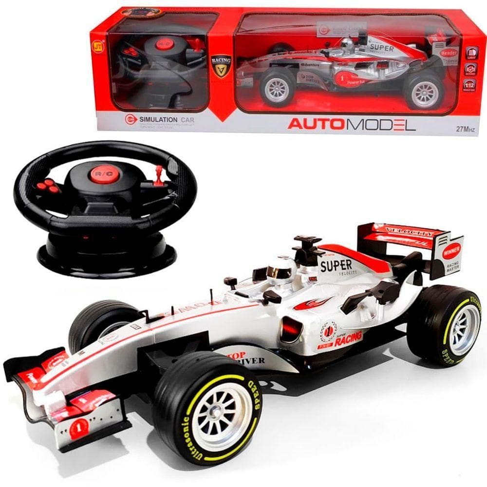 Brinquedo Carro F1 Controle Remoto Som E Luz Mclaren Ferrari Branco