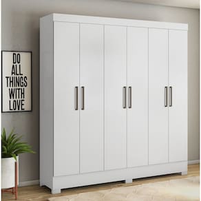 Guarda Roupa Casal 6 Portas 3 Gavetas Prático - Branco Demóbile