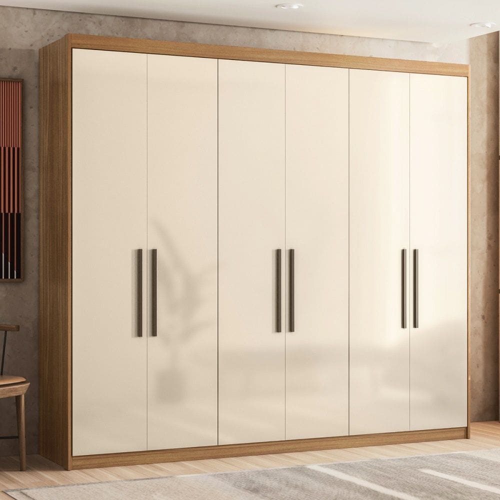 Roupeiro Venice Casal 100% MDF com 4 Gavetas interna - Amendola Touch/ Off White Demóbile