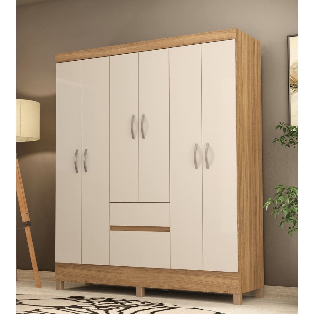 Guarda Roupa 6 Portas Casal Flash II 2 Gavetas - Amendola Touch/ Off White Demóbile
