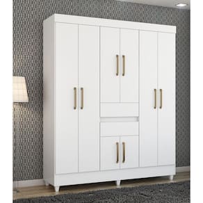 Guarda Roupa Munique de Casal com pés e 8 Portas - Branco Demóbile