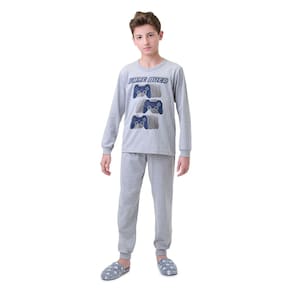 Pijama Juvenil Menino Longo Vídeo Game Brilha no Escuro Malha