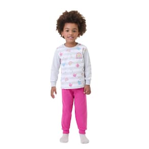 Pijama Infantil Menina Longo Pink Estampado Brilha no Escuro