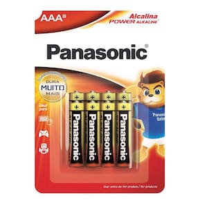 Pilha Panasonic Alcalina AAA Power Alkaline 8 Unidades