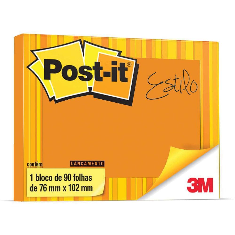 Bloco De Recado Post-It 76X102Mm Laranja Neon 90Fls.