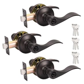 Maçaneta de porta Probrico Oil Rubbed Bronze Wave Style, pacote com 3