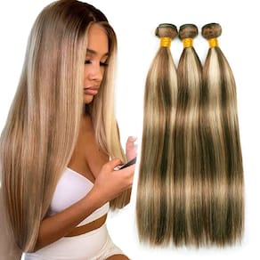 Pacotes de cabelo Vinmdonm Blonde & Brown Ombre Straight 8-30