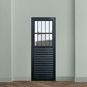 Porta de Aluminio Postigo Social 210x70cm Linha Plus Lux-esquadrias Preto