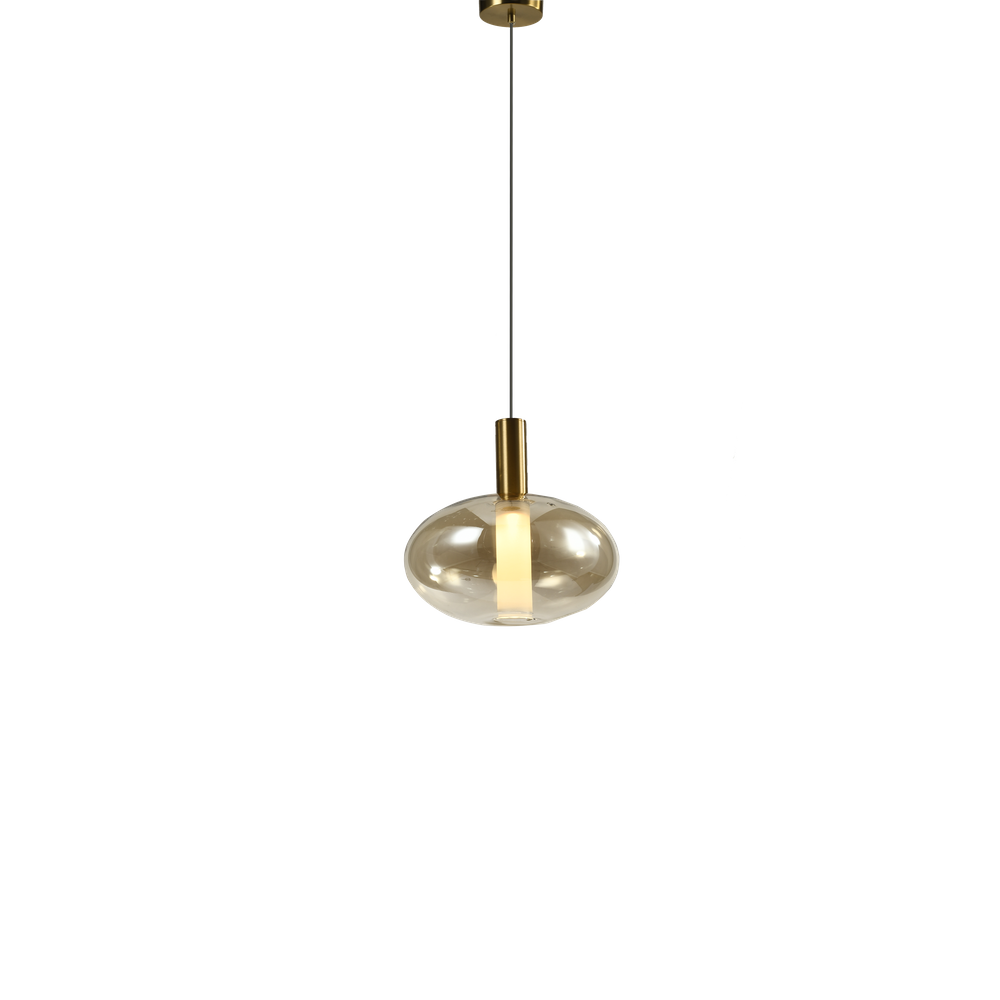 Pendente Spia Moderno Em Led Dourado E Vidro Âmbar Ø20x19cm