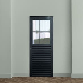 Porta de Aluminio Postigo Social 210x80cm Linha Plus Lux-esquadrias Preto