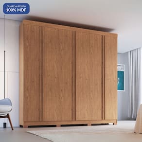 Guarda Roupa 6 Portas 4 Gavetas Eros Cedro
